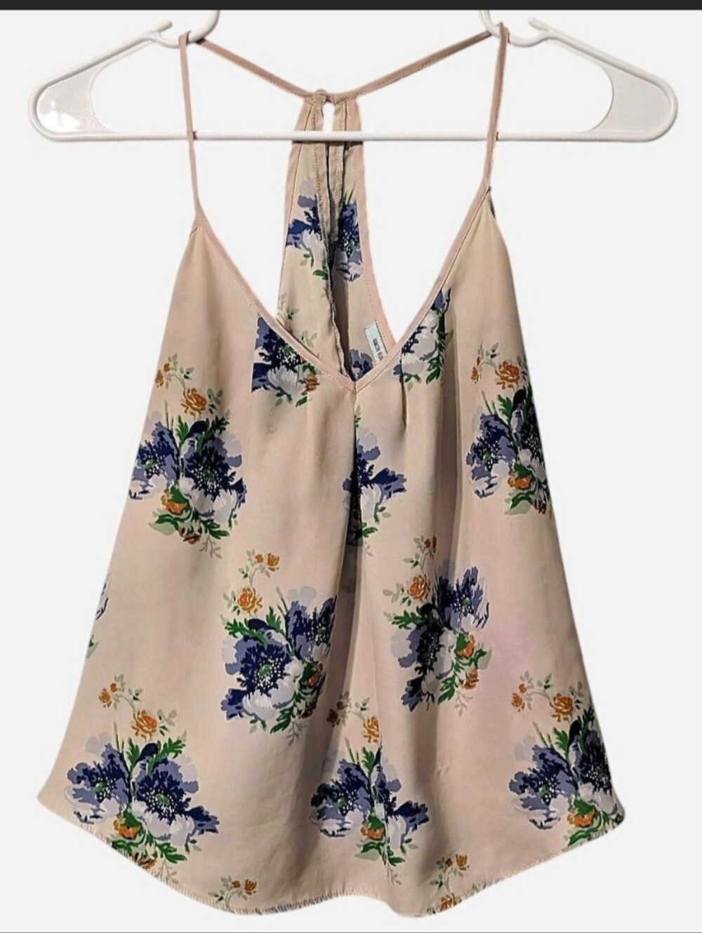 UO Kimchi Blue Cream Floral Oversized Crop Tank Top w/ Button Back, Size Small